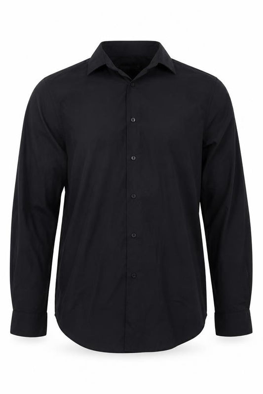 Front view of Primark men’s black button-up, size 16