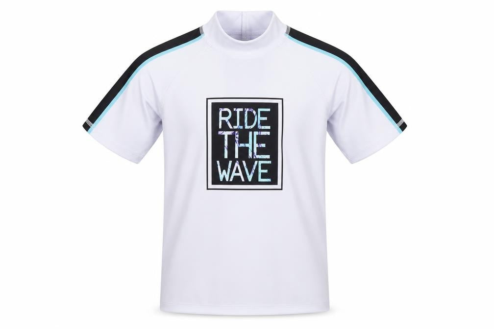 Front view of George boys’ white basic t-shirt, size 6-7, years - surf top