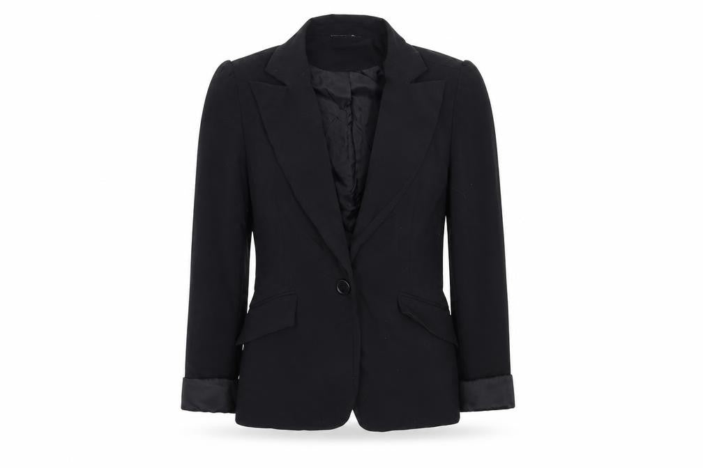 Front view of Atmosphere women’s black ramie jacket blazer, size UK 8