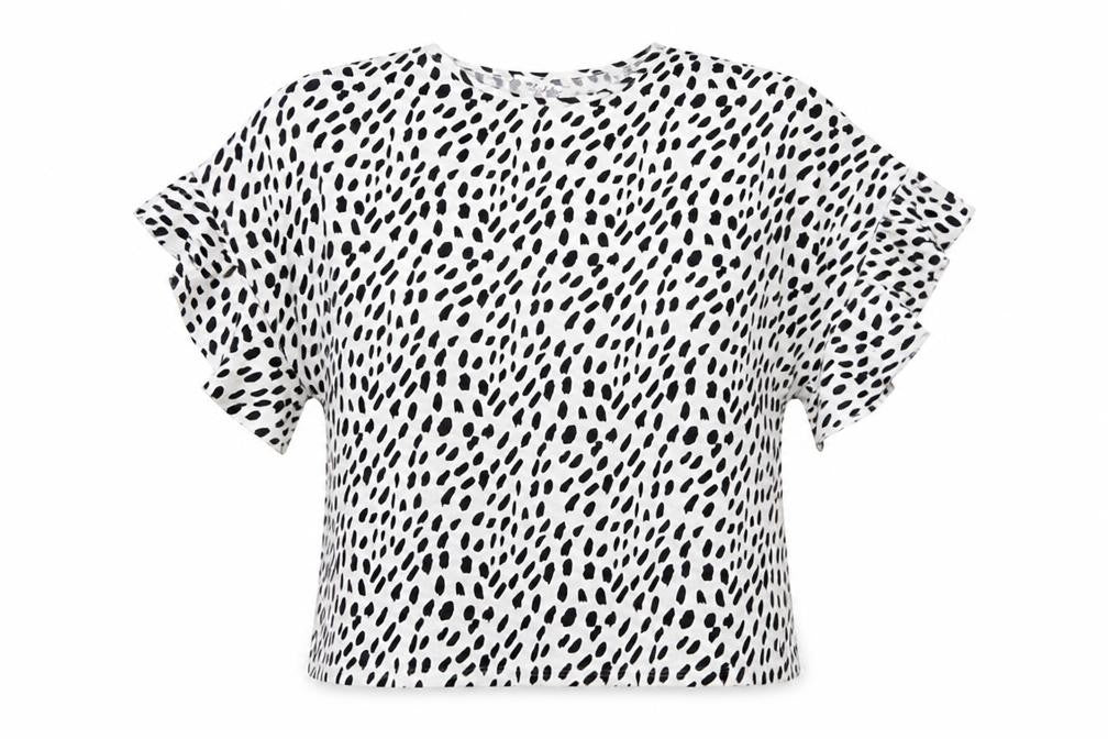 Front view of STYLE TEX women’s white animal print basic t-shirt, size UK 12
