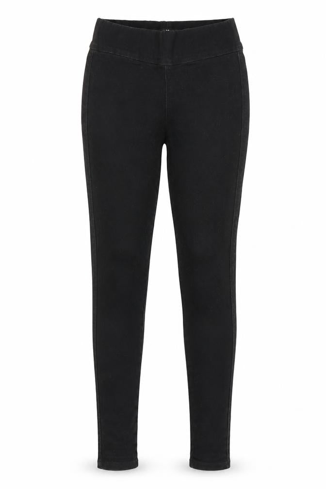 Front view of V women’s black denim jegging jeans, size UK 10, 27-inch leg
