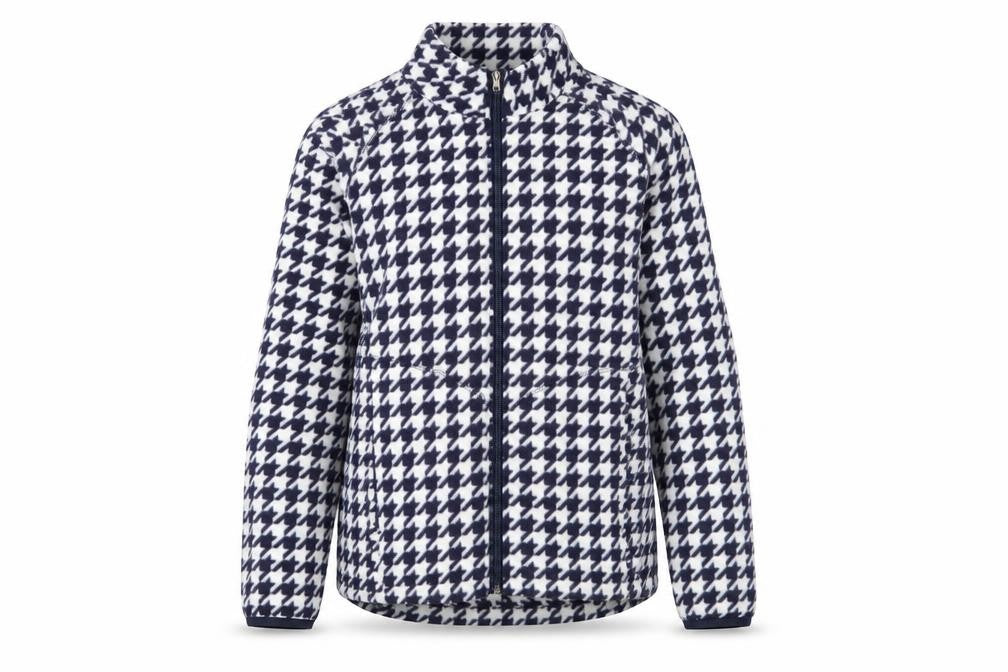 Front view of Marks & Spencer women’s multicoloured herringbone full zip jumper, size UK 12