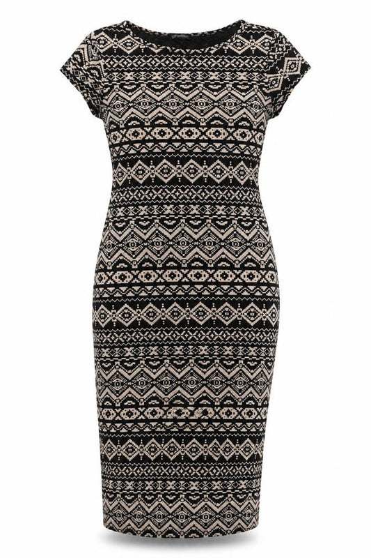 Front view of graffic women’s multicoloured geometric a-line, size M