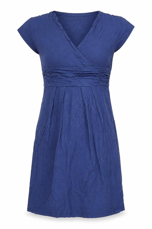 Front view of women’s blue a-line, size L