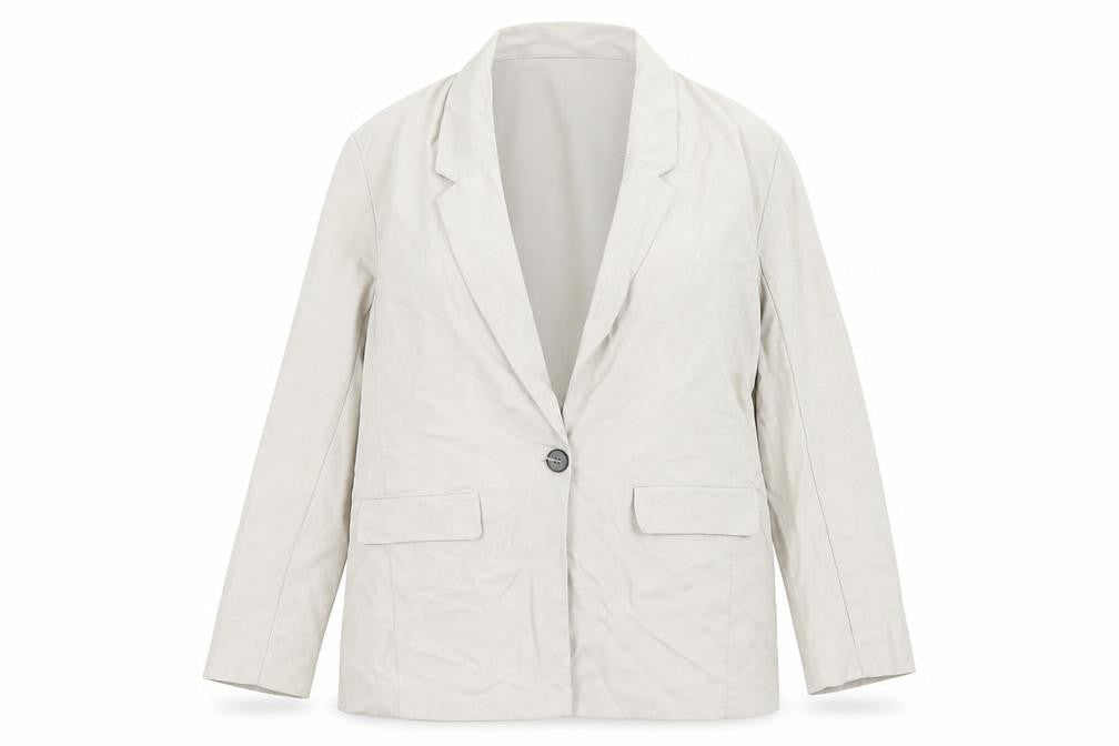 Front view of ASOS women’s beige jacket blazer, size UK 14