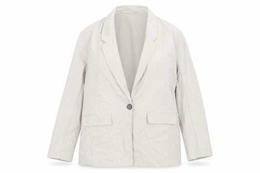 Front view of ASOS women’s beige jacket blazer, size UK 14