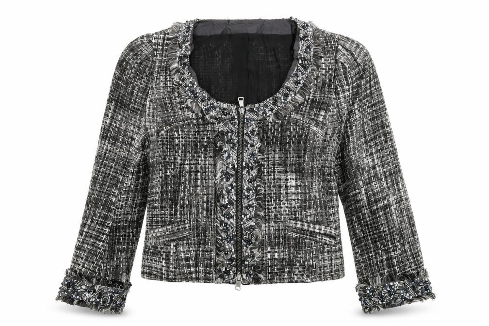 Front view of Preworn women’s grey jacket blazer, size M