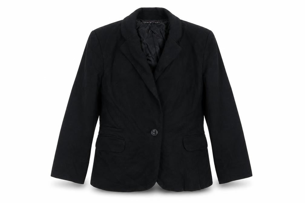 Front view of New Look women’s black jacket blazer, size UK 14