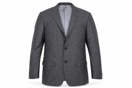 Front view of Primark men’s grey striped jacket suit jacket, size 36