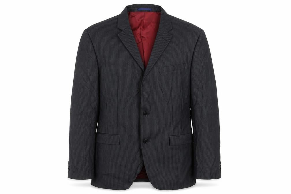 Front view of Marks & Spencer men’s grey striped jacket suit jacket, size 42