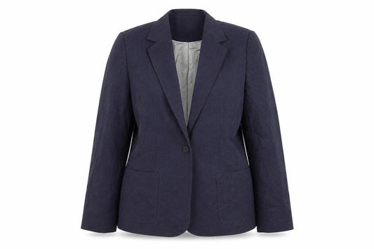 Front view of Next women’s blue colourblock jacket blazer, size UK 10
