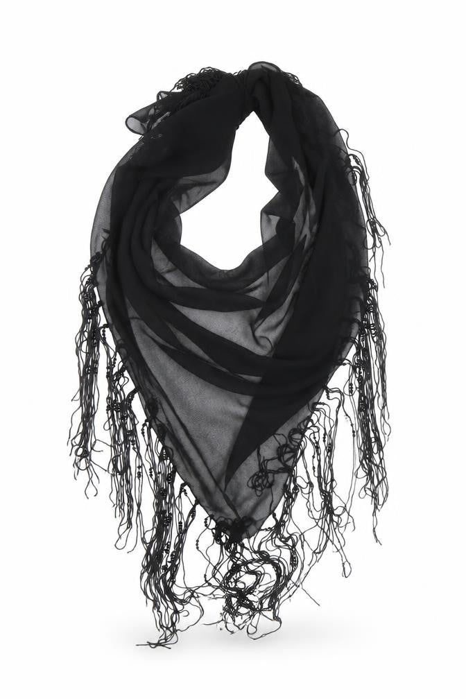Front view of Preworn women’s black shawl/wrap
