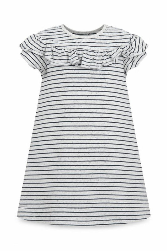 Front view of Next girls’ grey striped a-line, size 9, years