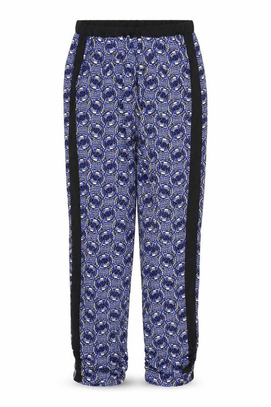 Front view of River Island girls’ blue geometric bloomer trousers, size 12, years