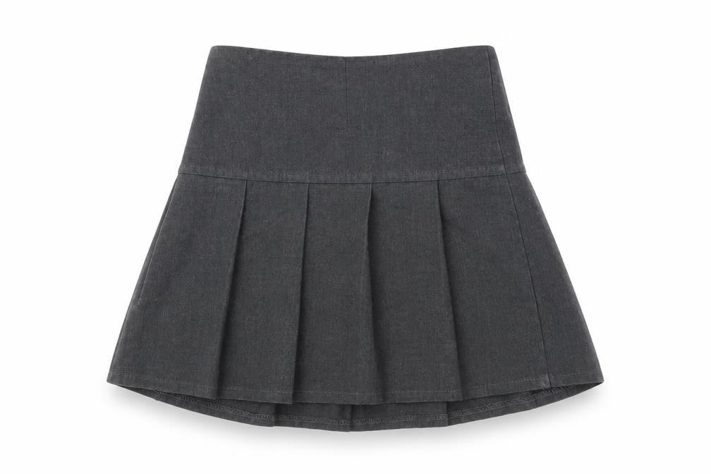 Front view of Marks & Spencer girls’ grey pleated skirt, size 7-8, years