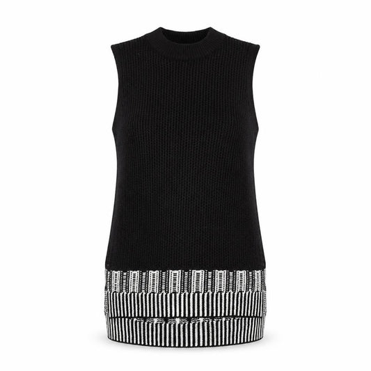 Front view of Topshop women’s black jumper dress, size UK 8