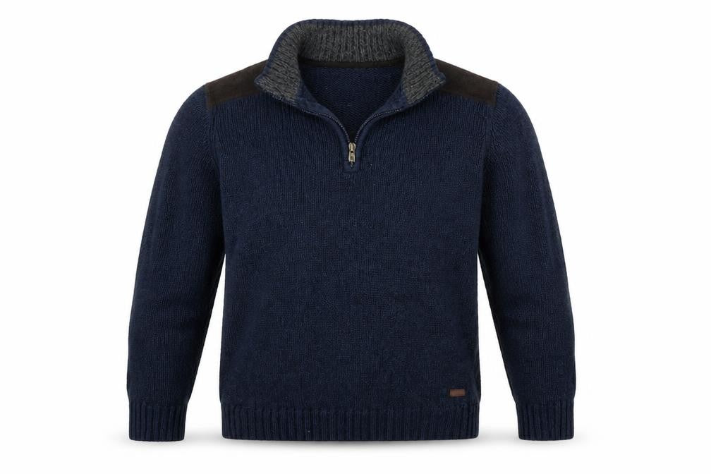 Front view of EWM women’s blue jumper, size L
