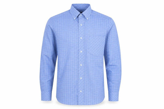 Front view of Next men’s blue button-up, size S