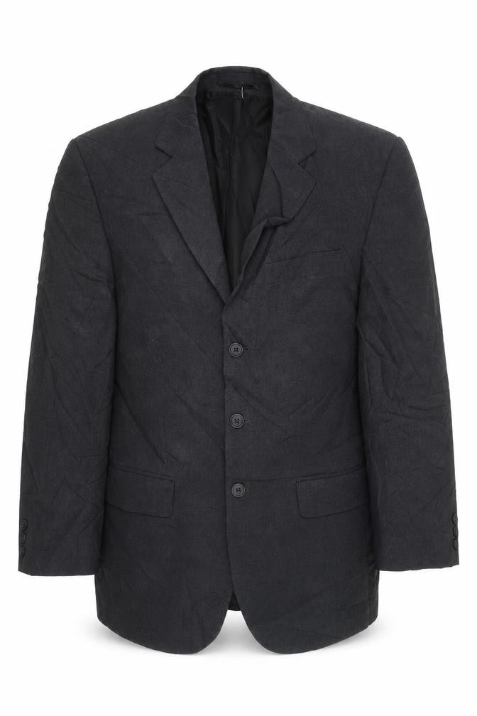 Front view of F&F men’s grey jacket blazer, size XL, - padded shoulders