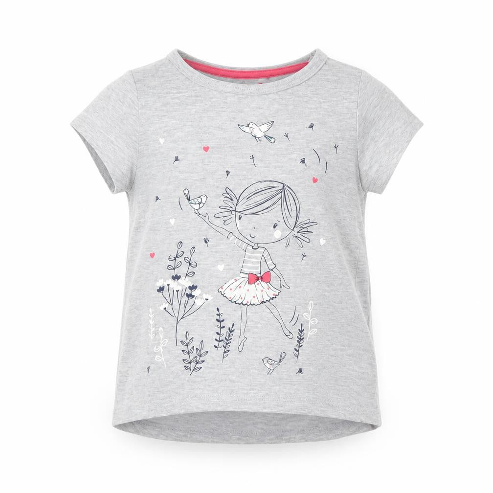 Front view of F&F girls’ grey basic t-shirt, size 2, years