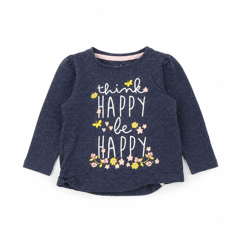 Young Dimension Girls Blue   Basic T-Shirt Size 9-12 Months  - Happy