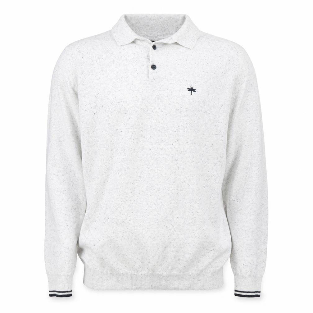 Front view of Easy men’s grey henley jumper, size M