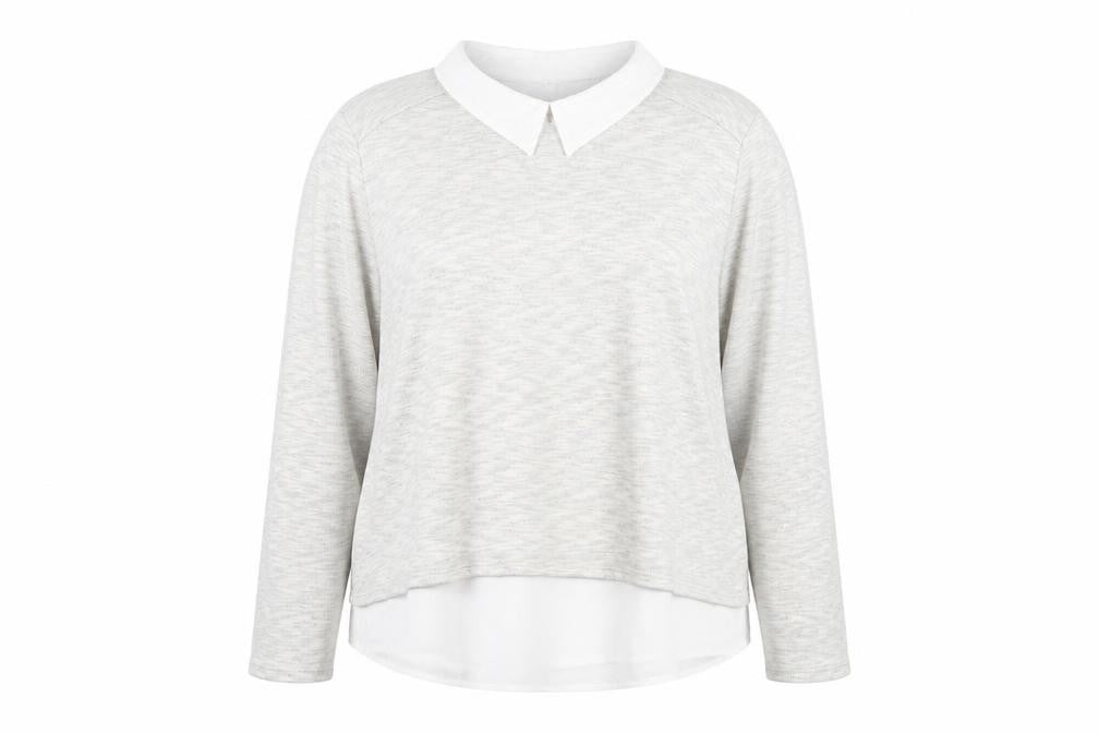 Front view of Papaya women’s grey jumper, size UK 14