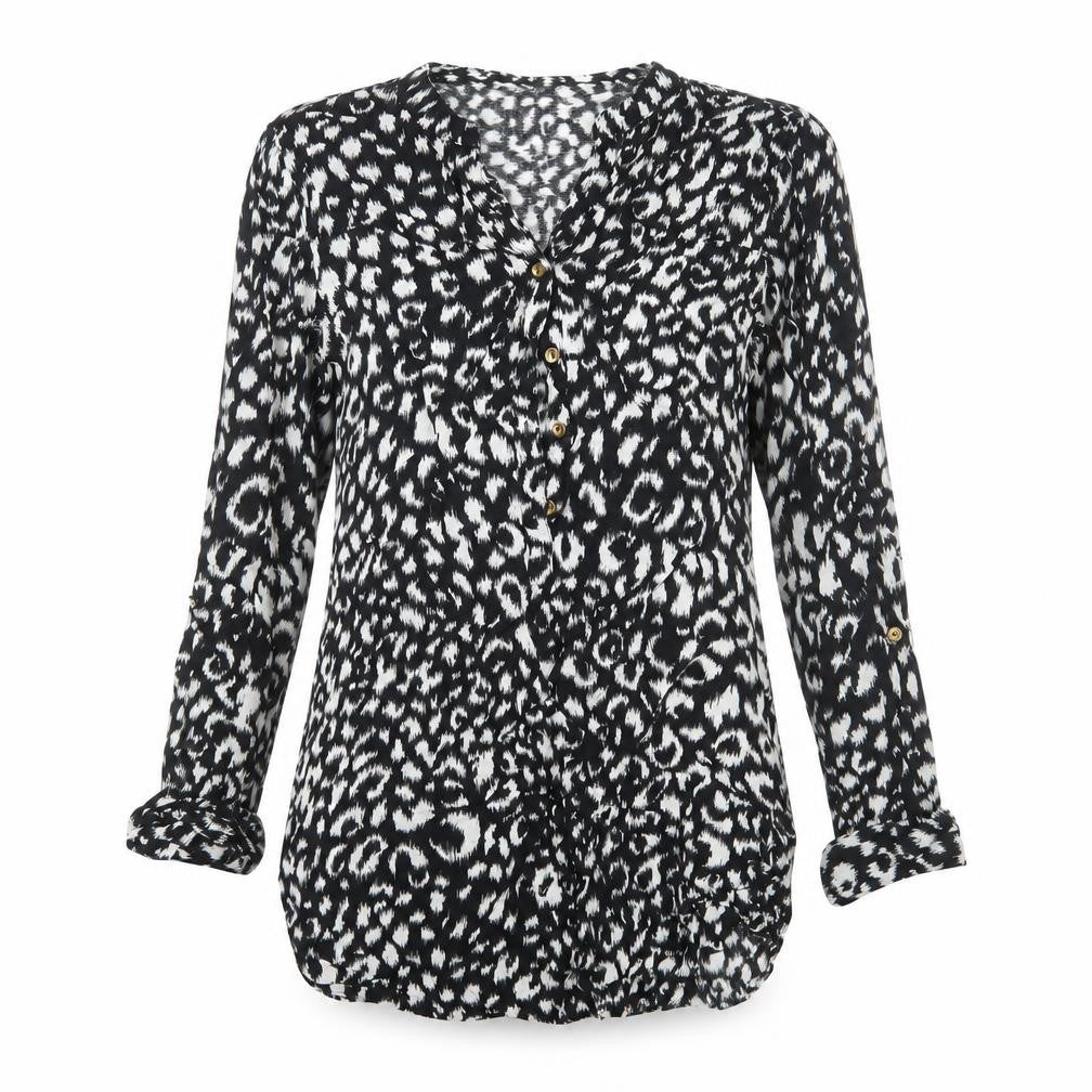 Front view of F&F women’s beige animal print basic blouse, size UK 6