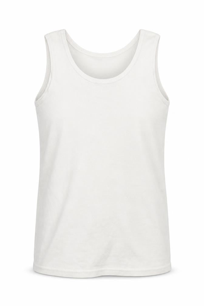 Front view of Kids & co girls’ white basic tank, size 9, years