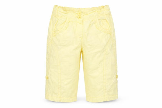 Front view of Cherokee girls’ yellow chino shorts, size 2-3, years