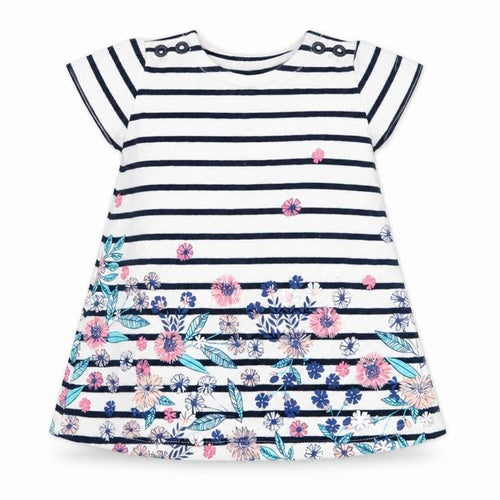 Maine New England Girls White Striped  T-Shirt Dress  Size 0-3 Months