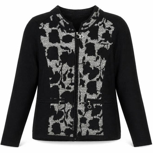 Anna Rose Womens Black Geometric Knit Cardigan Jumper Size S