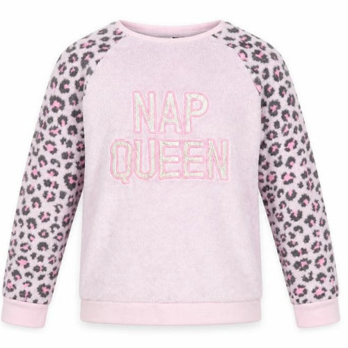 Pep & Co Girls Pink Animal Print Fleece Top Pyjama Top Size 10-11 Years
