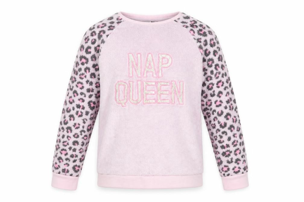 Pep & Co Girls Pink Animal Print Fleece Top Pyjama Top Size 10-11 Years