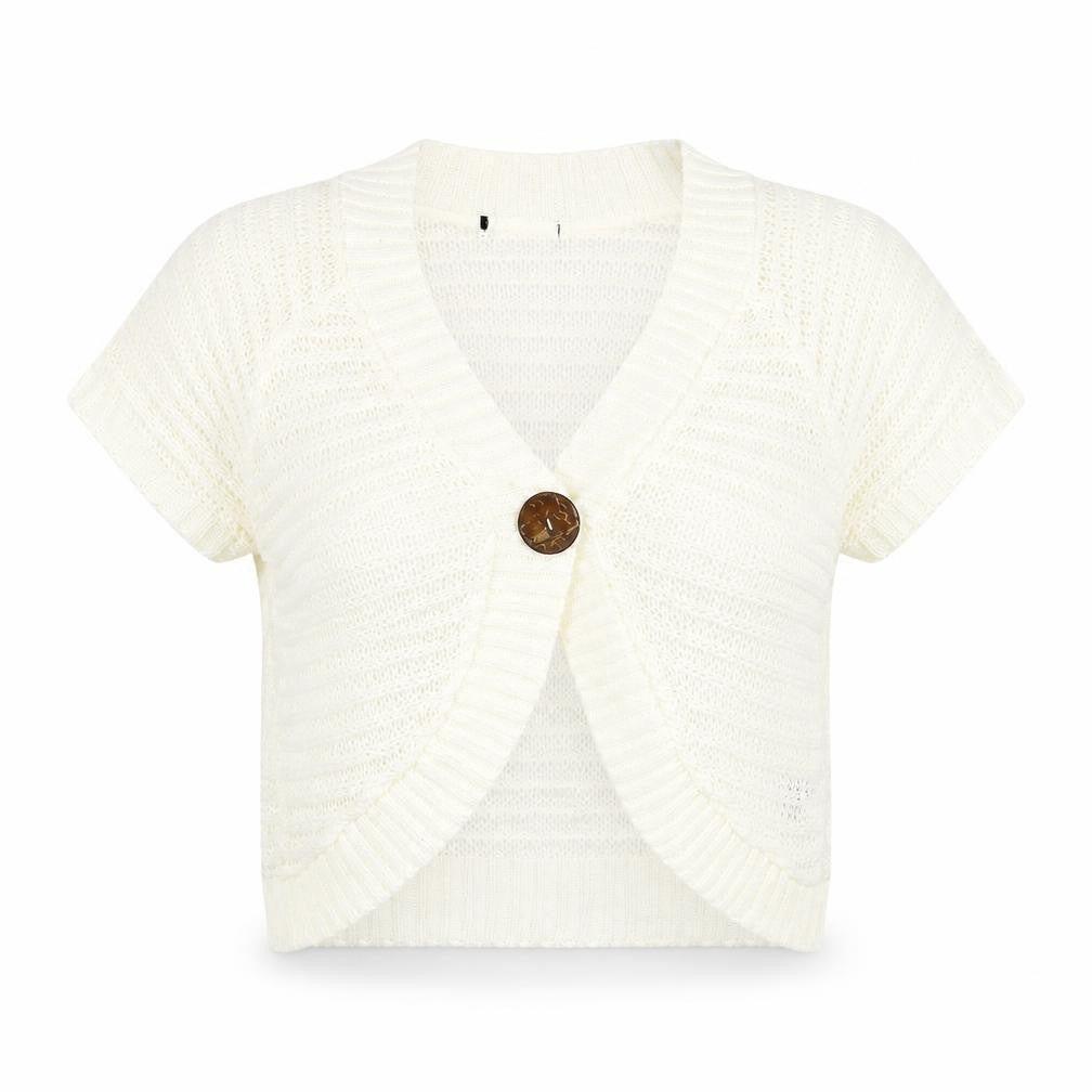 Front view of Bonmarché women’s ivory cardigan jumper, size M