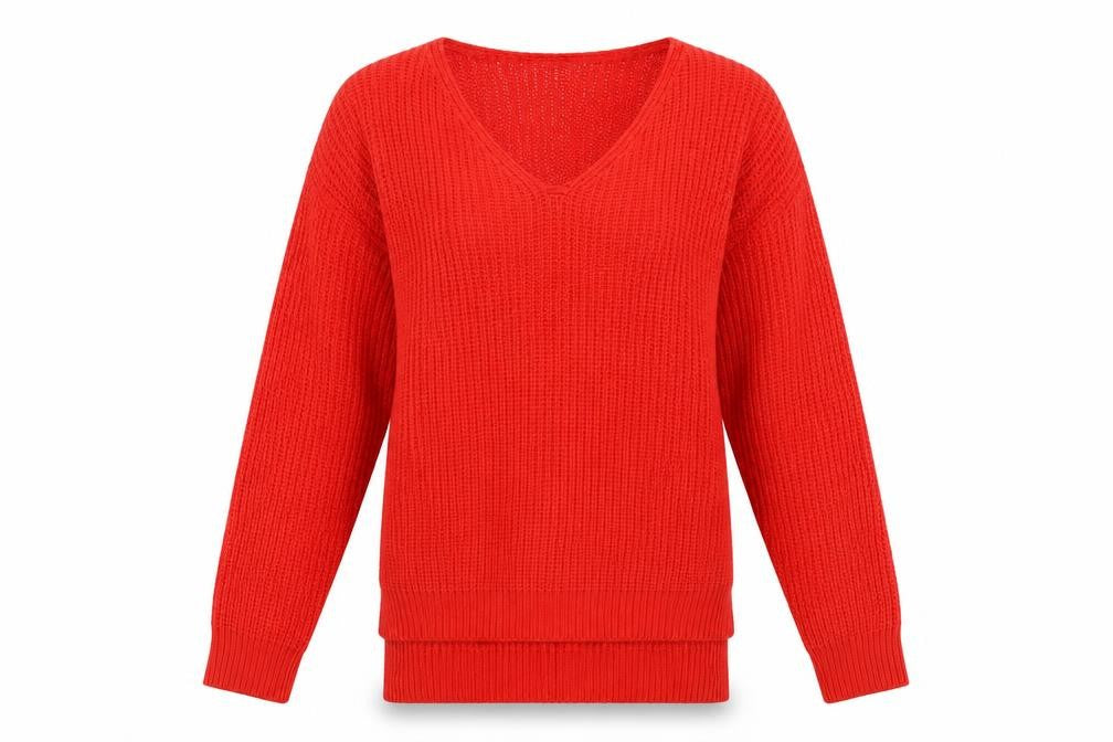 Front view of Primark women’s orange knit jumper, size XS