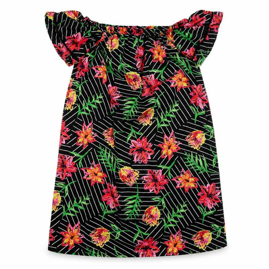Front view of Primark women’s black floral shift, size UK 8