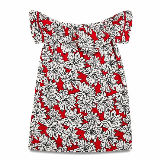 Front view of Primark women’s red floral shift, size UK 8