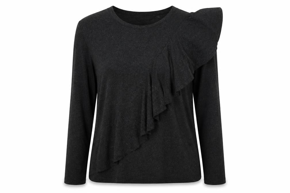 Front view of Dorothy Perkins women’s black basic blouse, size UK 12