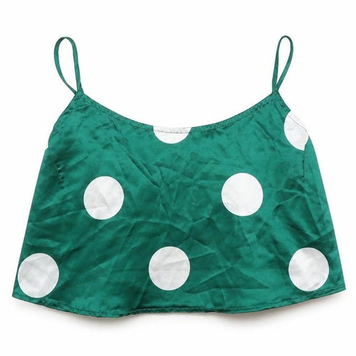 Nasty Gal Womens Green Polka Dot  Cropped Blouse Size 8