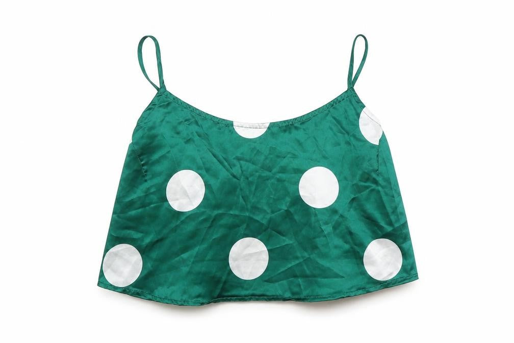 Nasty Gal Womens Green Polka Dot  Cropped Blouse Size 8