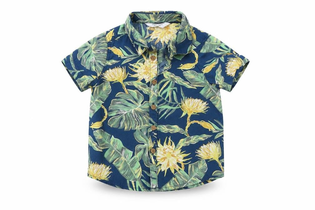 Front view of Primark Baby Blue Floral Basic Button-Up, size 12-18, Months