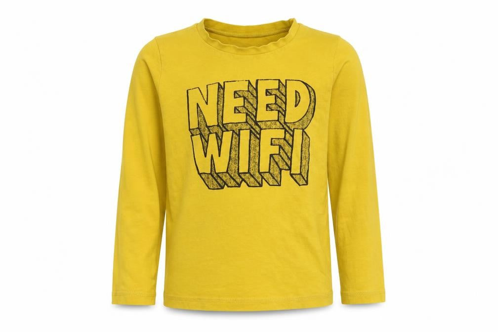 Front view of George boys’ yellow basic t-shirt, size 5-6, years - need wifi