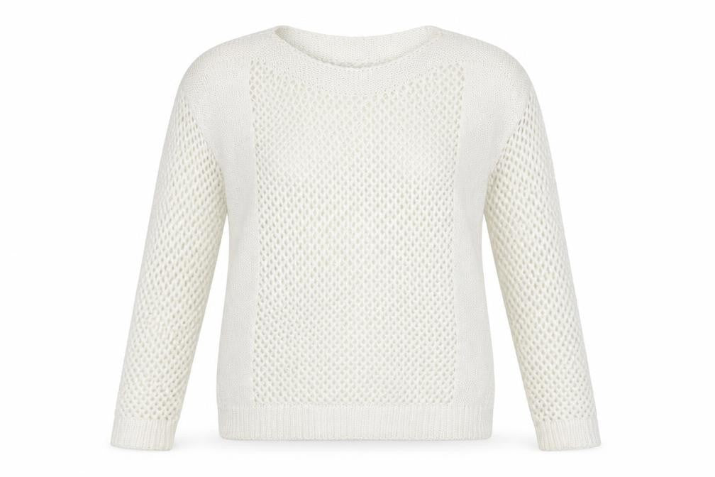 Front view of Papaya women’s white jumper, size M