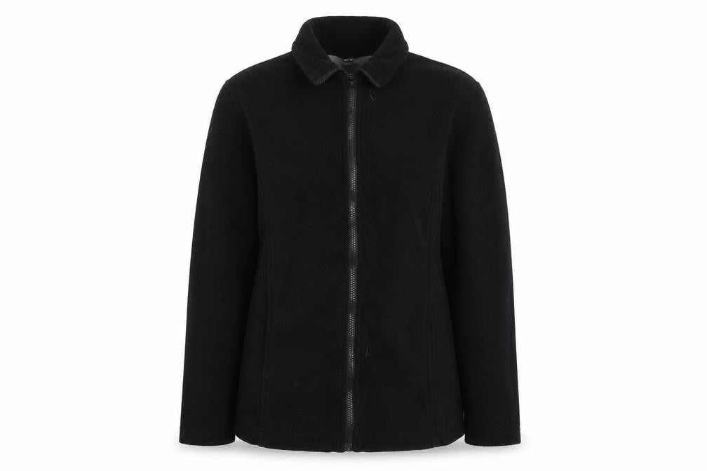 Front view of Preworn women’s black jacket coat, size S