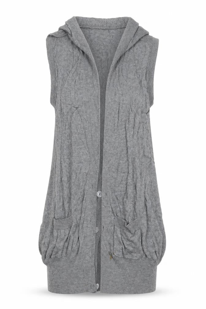 Front view of Atmosphere women’s grey cardigan jumper, size UK 10