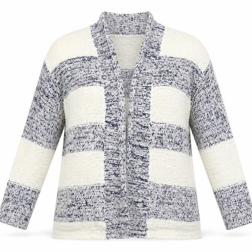 F&F Womens White Striped  Cardigan Jumper Size 6