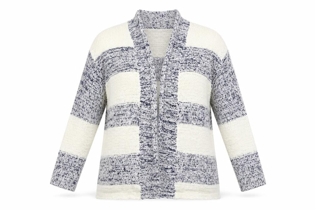 F&F Womens White Striped  Cardigan Jumper Size 6
