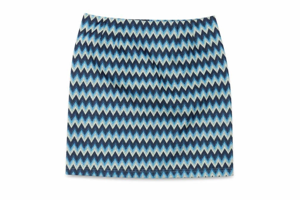 Front view of Cosmart women’s blue a-line skirt, size S
