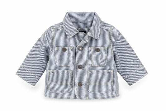 Front view of Gap Baby Blue Striped Basic Button-Up, size 3-6, Months